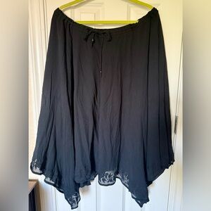 Ralph Lauren Black Scarf Skirt with Embroidered Trim